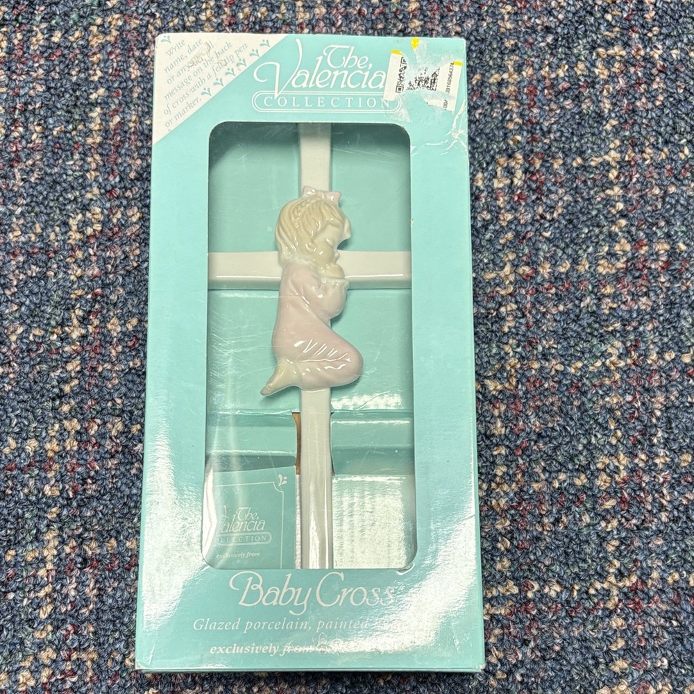 New Roman Inc the Valencia Collection baby cross glazed porcelain